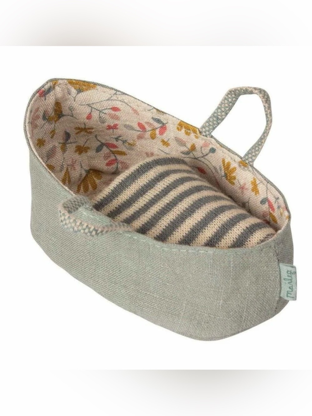 Maileg carry Cot in Dusty Green BNWT